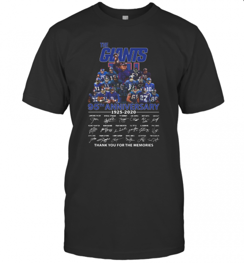 The New York Giants 95Th Anniversary 1925 2020 Signature Thank You For The Memories T-Shirt