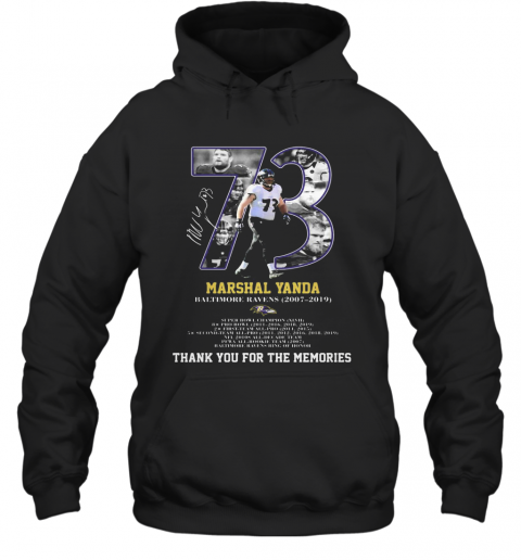 73 Marshal Yanda Baltimore Ravens 2007 2019 Thank You For The Memories Signature T-Shirt Unisex Hoodie