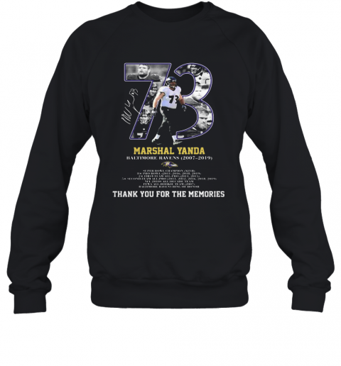 73 Marshal Yanda Baltimore Ravens 2007 2019 Thank You For The Memories Signature T-Shirt Unisex Sweatshirt