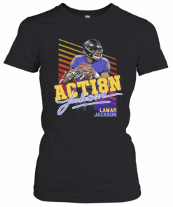 8 Action Lamar Jackson Baltimore Ravens Football Signature T-Shirt Classic Women's T-shirt