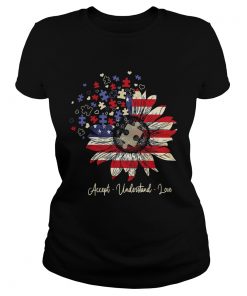 Accept understand love autism sunflower American flag veteran Independence Day  Classic Ladies