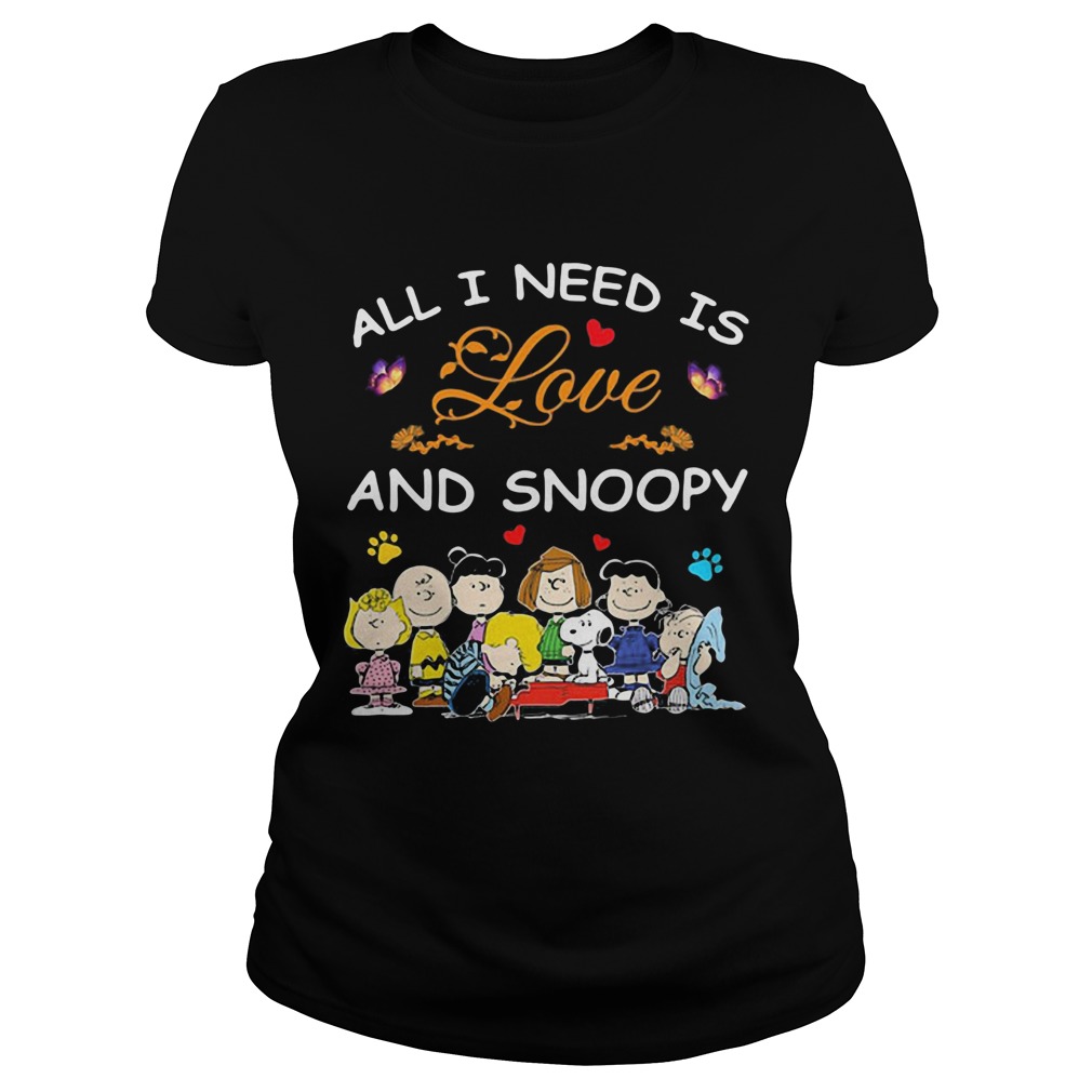 All i need is love and snoopy peanuts butterfly heart Classic Ladies