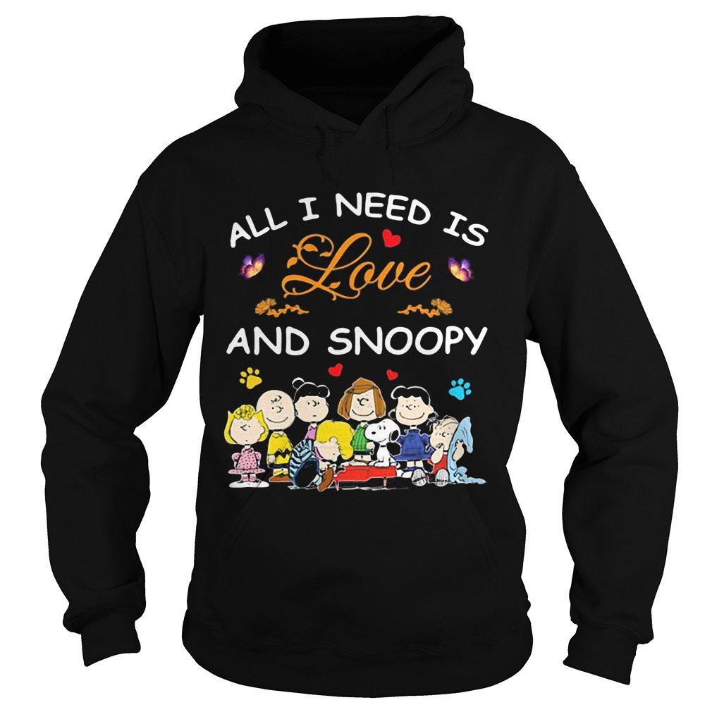 All i need is love and snoopy peanuts butterfly heart Hoodie