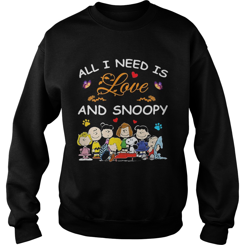All i need is love and snoopy peanuts butterfly heart Sweatshirt