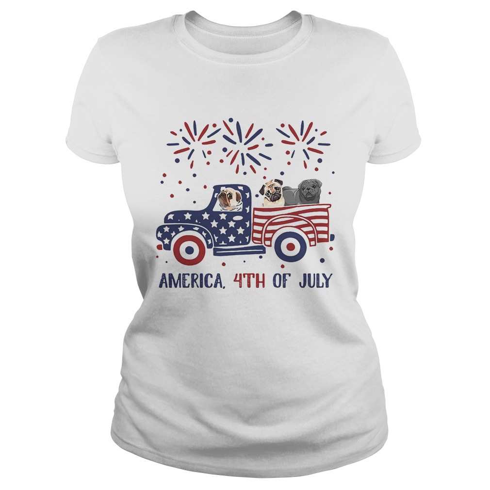 America 4th of July car American flag veteran Independence Day  Classic Ladies