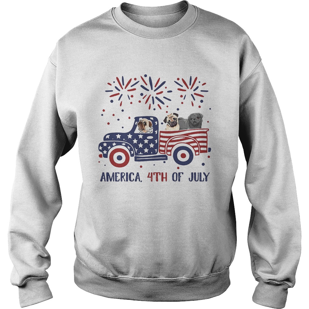 America 4th of July car American flag veteran Independence Day  Sweatshirt