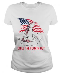 American Flag Unicorn Chill The Fourth Out White  Classic Ladies