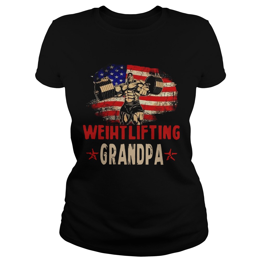 American Flag Weightlifting Grandpa Classic Ladies
