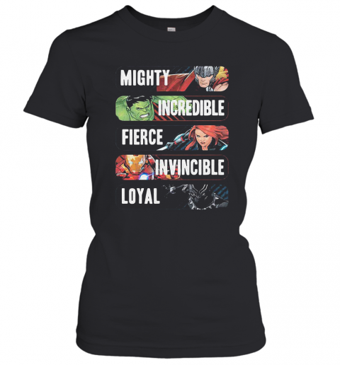 Avenger Adjectives Marvel Comics Mighty Incredible Fierce Invincible Loyal T-Shirt Classic Women's T-shirt