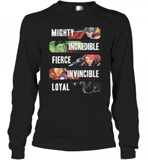 Avenger Adjectives Marvel Comics Mighty Incredible Fierce Invincible Loyal T-Shirt Long Sleeved T-shirt 