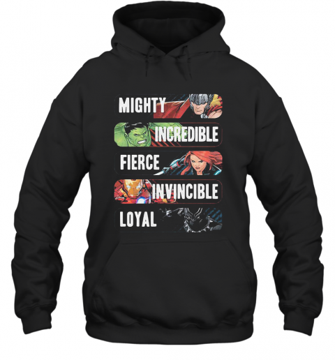 Avenger Adjectives Marvel Comics Mighty Incredible Fierce Invincible Loyal T-Shirt Unisex Hoodie