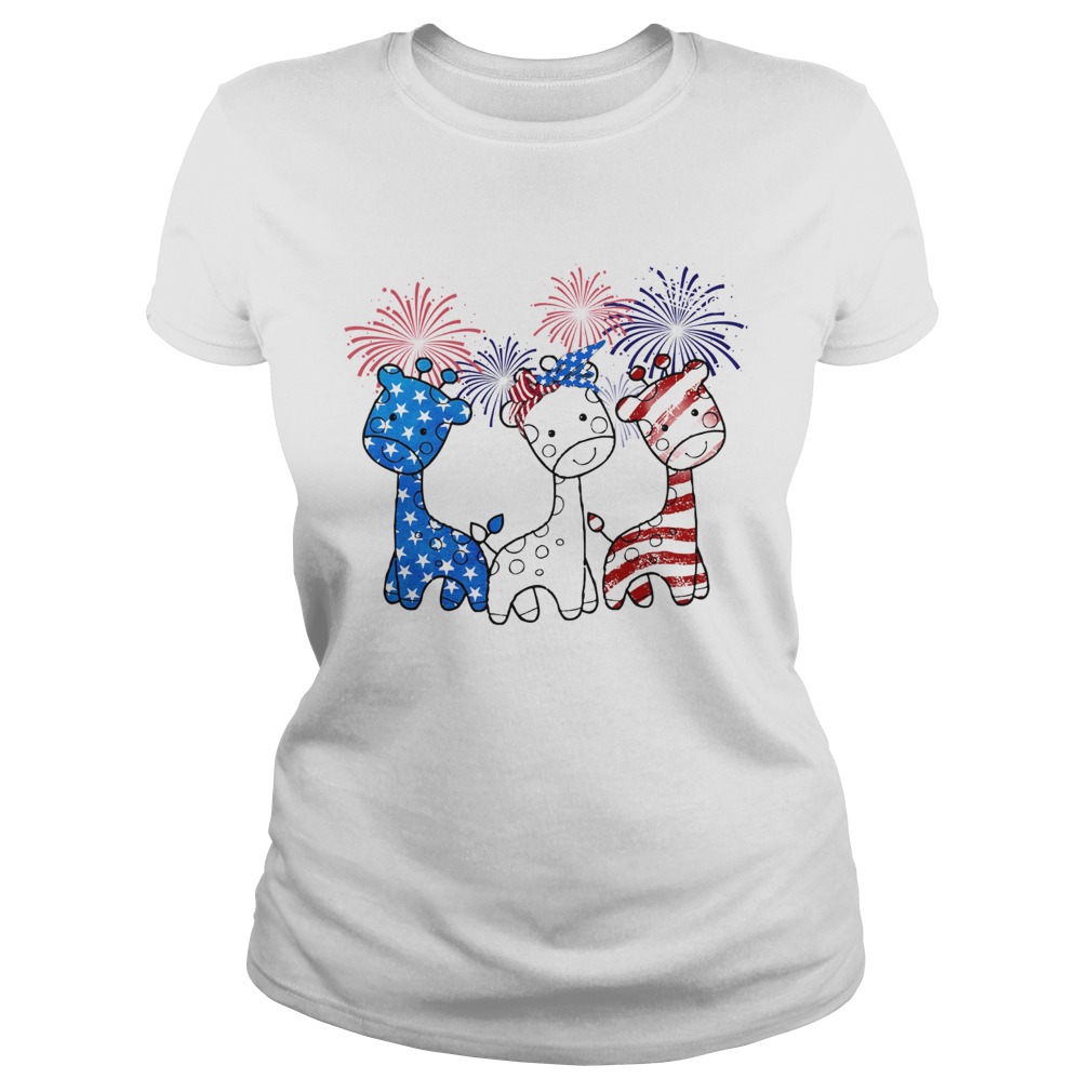 Baby Giraffes Happy American Independence Day  Classic Ladies