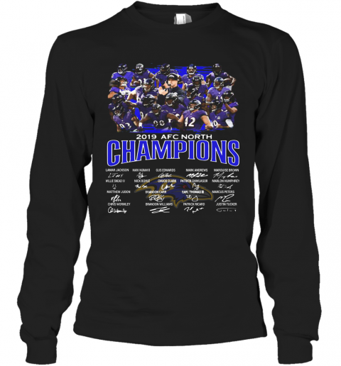 Baltimore Ravens 2019 AFC North Champions Signature T-Shirt Long Sleeved T-shirt
