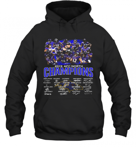 Baltimore Ravens 2019 AFC North Champions Signature T-Shirt Unisex Hoodie