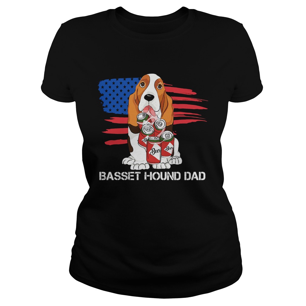 Basset hound dad American flag veteran Independence Day  Classic Ladies