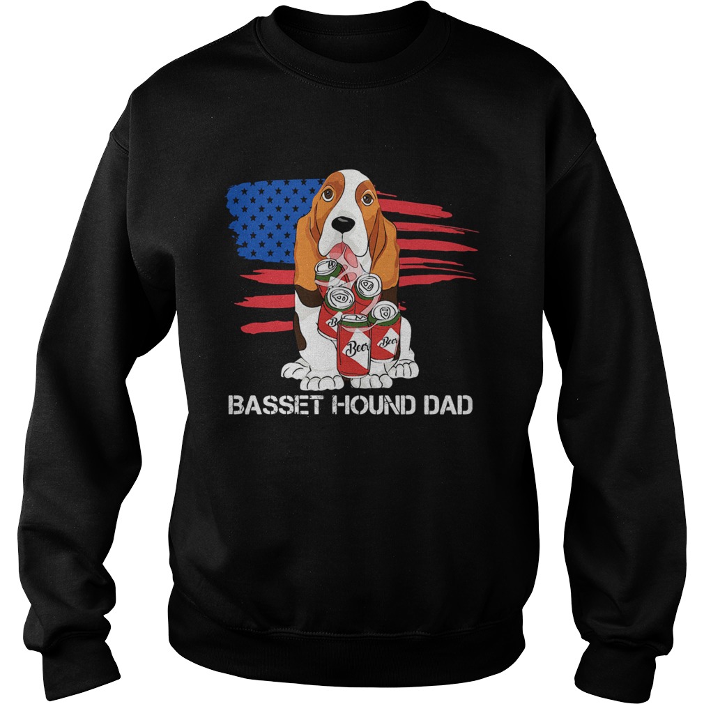 Basset hound dad American flag veteran Independence Day  Sweatshirt