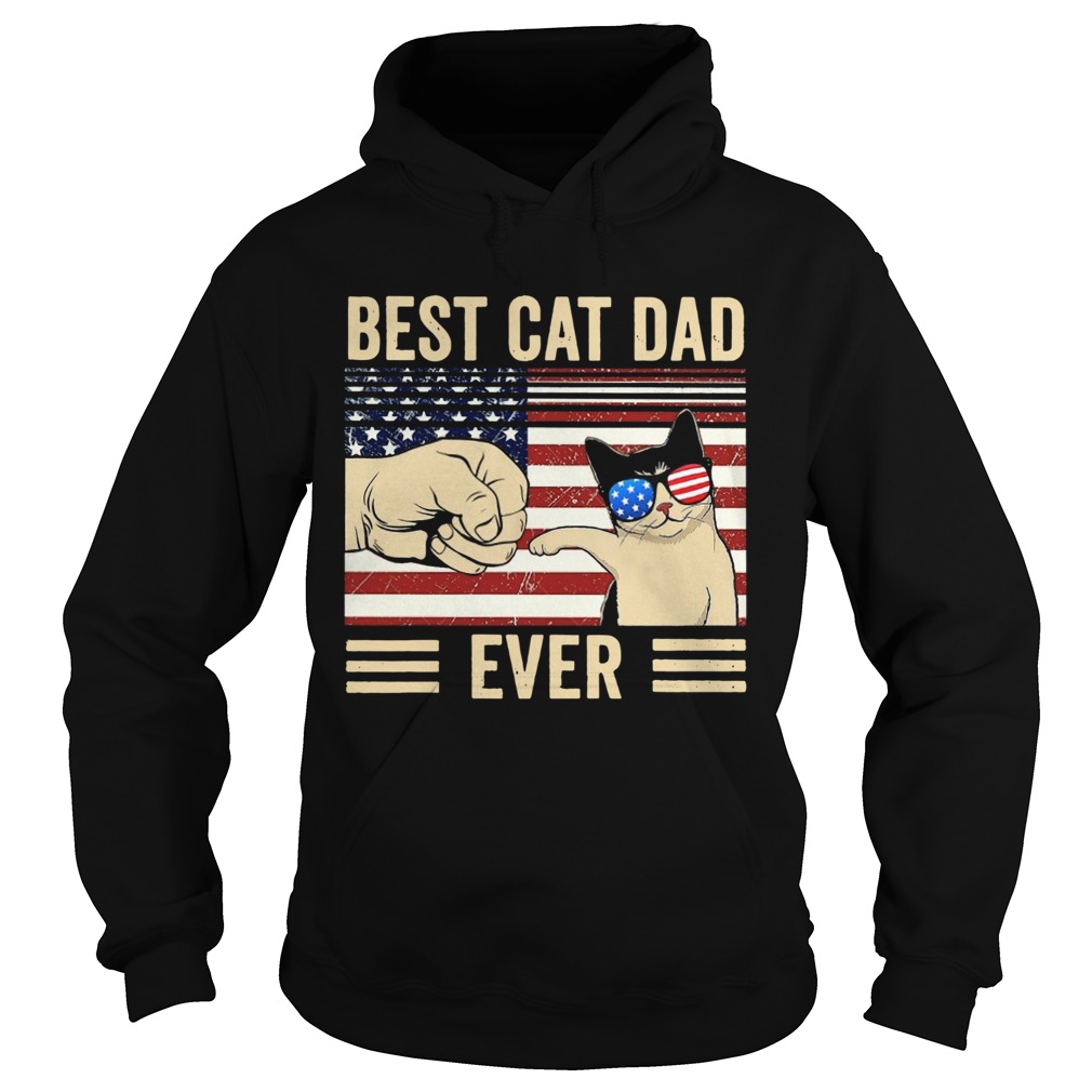 Best Cat Dad Ever Vintage American Flag  Hoodie