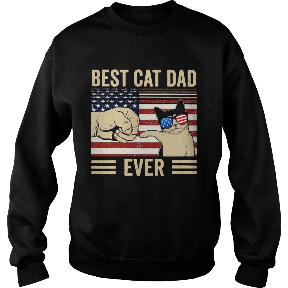 Best Cat Dad Ever Vintage American Flag  Sweatshirt