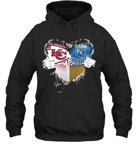 Blood Inside Kansas City Chiefs And Kansas City Royals Heart T-Shirt Unisex Hoodie