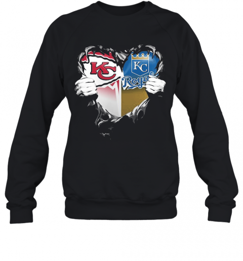Blood Inside Kansas City Chiefs And Kansas City Royals Heart T-Shirt Unisex Sweatshirt