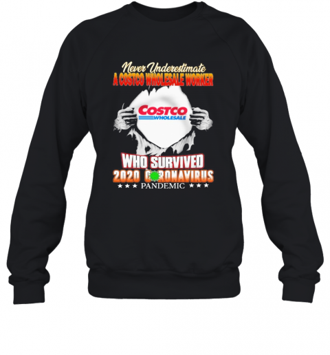 Blood Inside Me Never Underestimate A Costco Wholesale Worker Who Survived 2020 Coronavirus Pandemic T-Shirt Unisex Sweatshirt