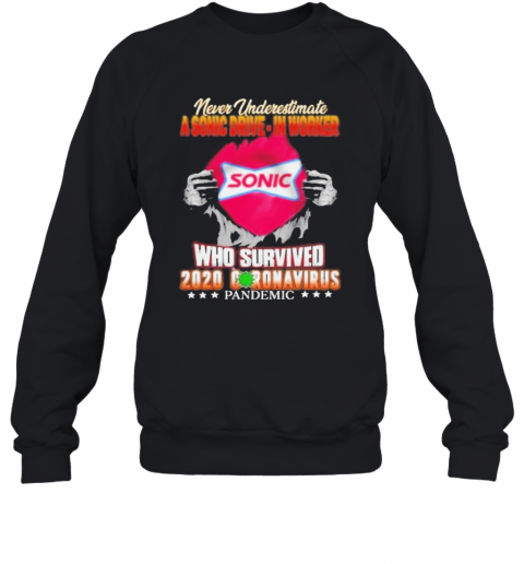 Blood Inside Me Never Underestimate A Sonic Drive Motors Worker Who Survived 2020 Coronavirus Pandemic T-Shirt Unisex Sweatshirt