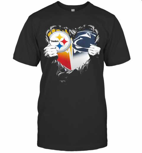 Blood Inside Pittsburgh Steelers Vs Pennsylvania Football Heart T-Shirt