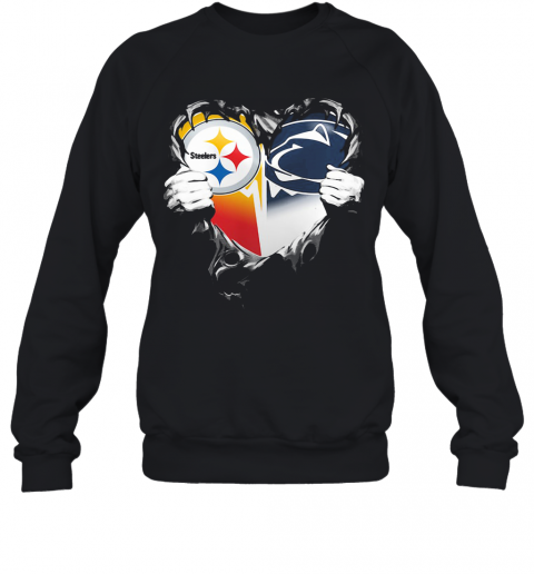 Blood Inside Pittsburgh Steelers Vs Pennsylvania Football Heart T-Shirt Unisex Sweatshirt