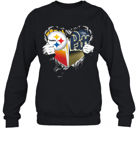 Blood Inside Pittsburgh Steelers Vs Pittsburgh Penguins Football Heart T-Shirt Unisex Sweatshirt