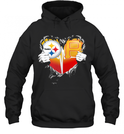 Blood Inside Pittsburgh Steelers Vs Pittsburgh Pirates Cap Football Heartbeat T-Shirt Unisex Hoodie