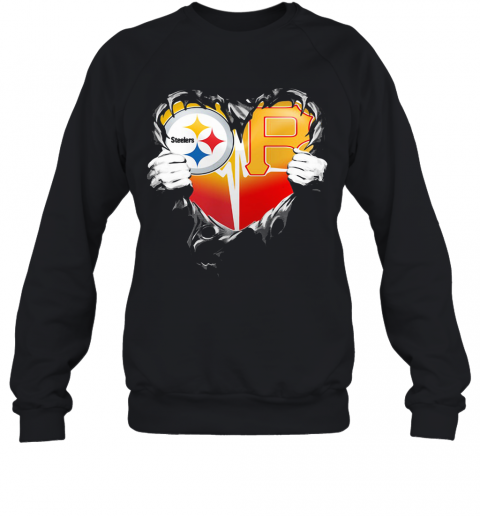 Blood Inside Pittsburgh Steelers Vs Pittsburgh Pirates Cap Football Heartbeat T-Shirt Unisex Sweatshirt