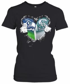 Blood Inside Seattle Seahawks And Seattle Mariners Heart T-Shirt Classic Women's T-shirt