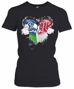 Blood Inside Seattle Seahawks And Washington State Cougars Heart T-Shirt Classic Women's T-shirt