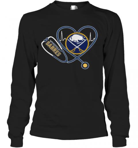 Buffalo Sabres Nurse Heart T-Shirt Long Sleeved T-shirt 