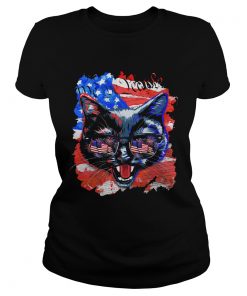 Cat American flag veteran Independence Day  Classic Ladies