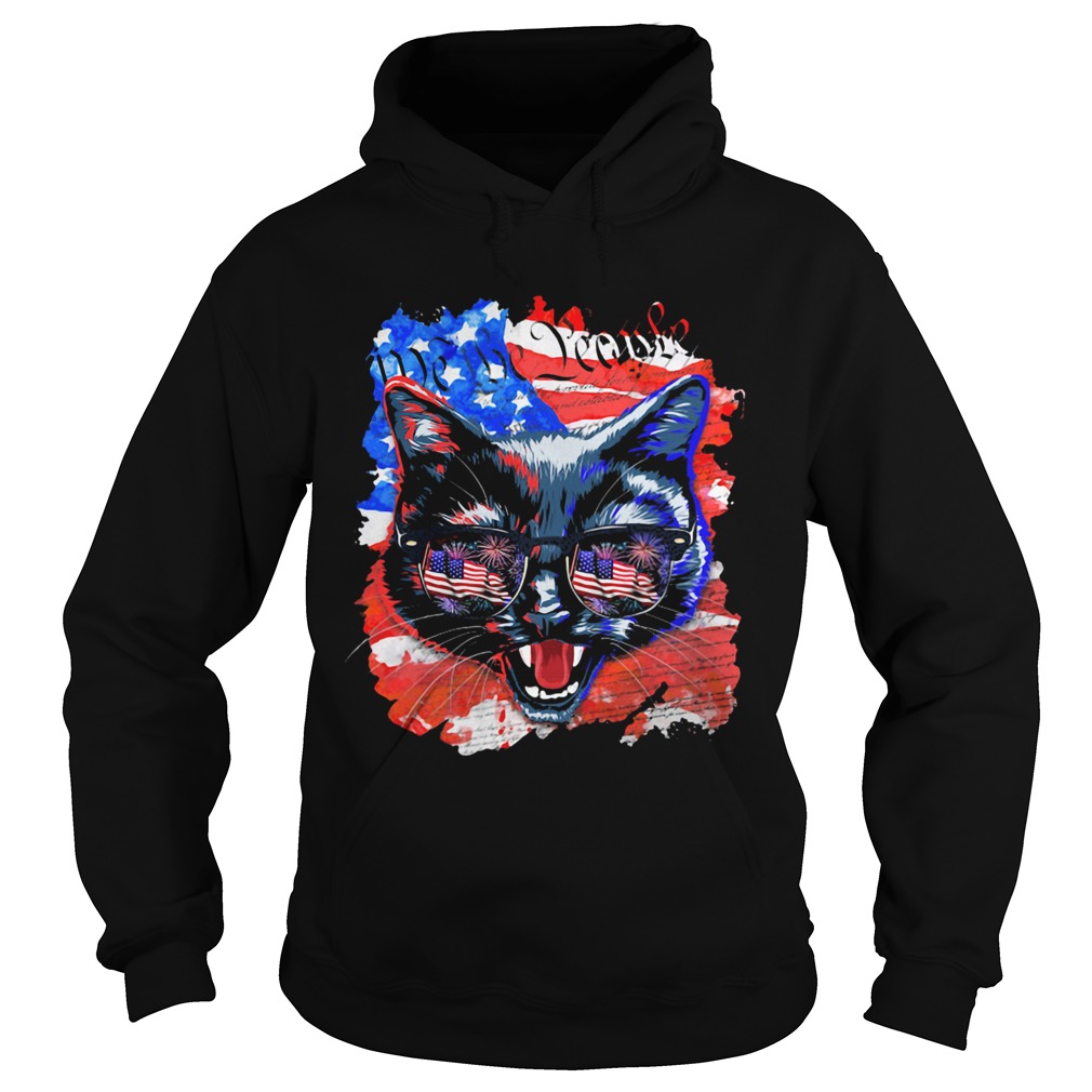 Cat American flag veteran Independence Day  Hoodie