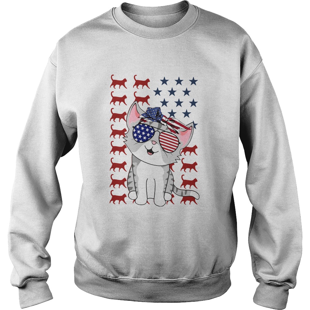Cat Flag American In 5 Independence Day  Sweatshirt