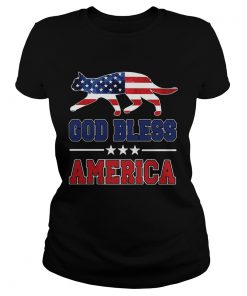Cat God Bless America Flag  Classic Ladies