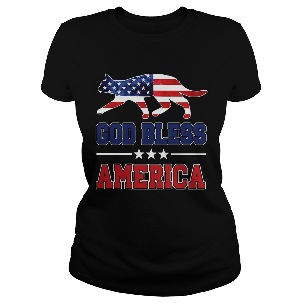 Cat God Bless America Flag  Classic Ladies