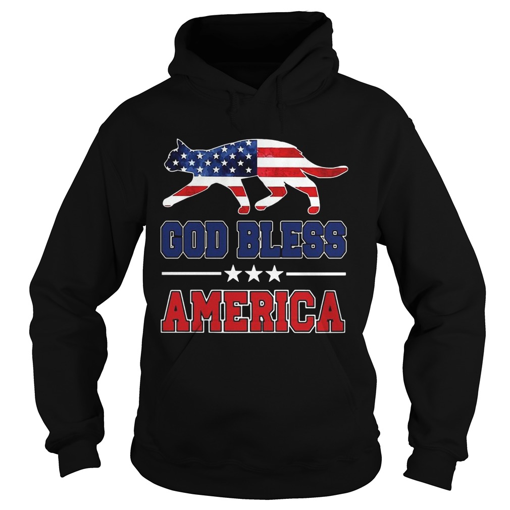 Cat God Bless America Flag  Hoodie