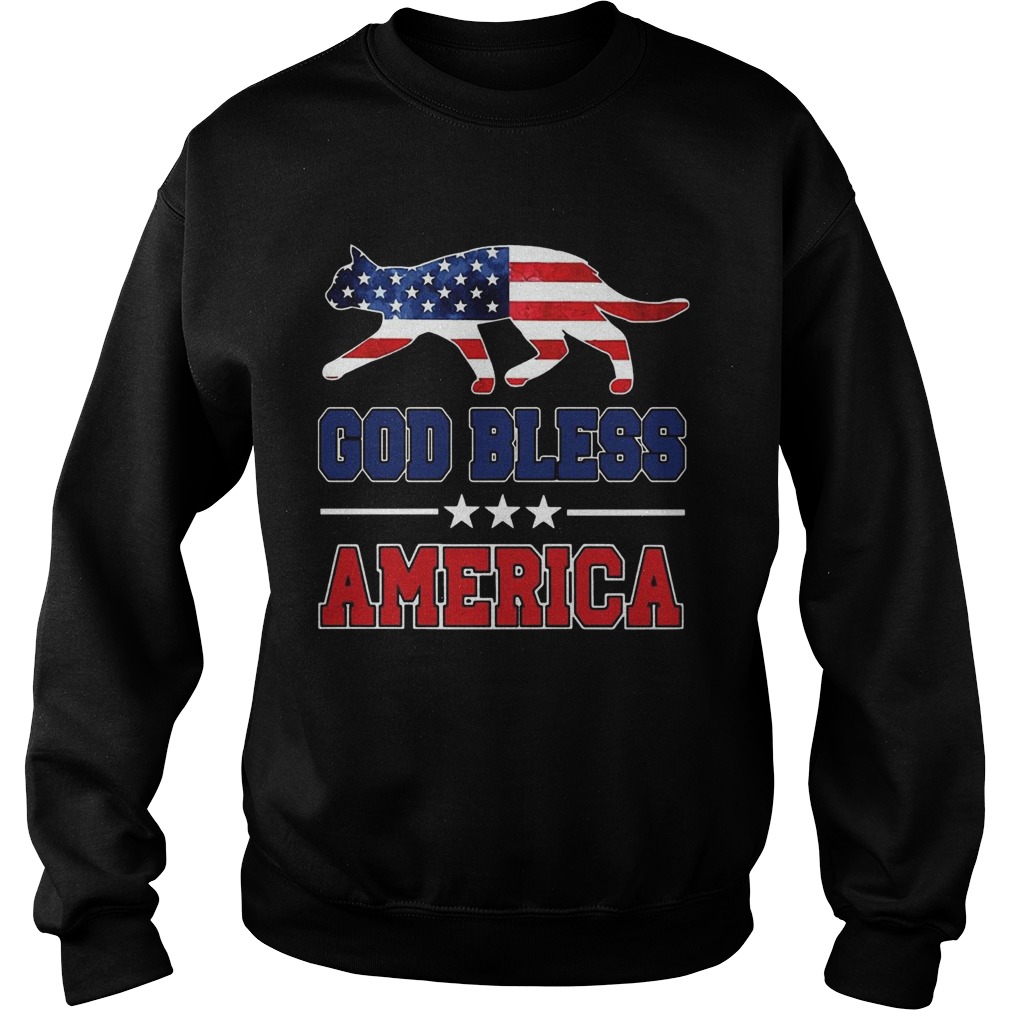 Cat God Bless America Flag  Sweatshirt