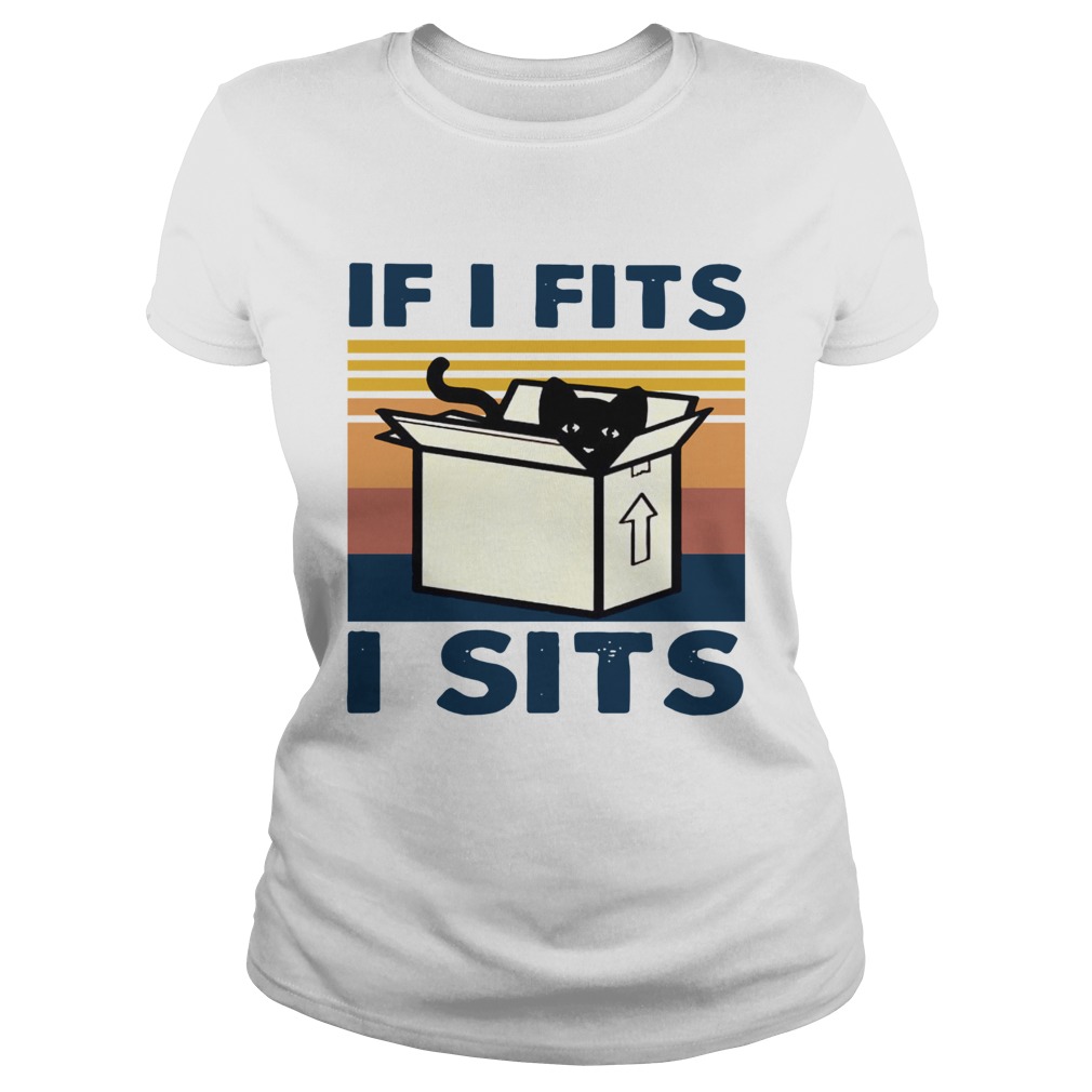 Cat In Box If I Fits I Sits Vintage Classic Ladies