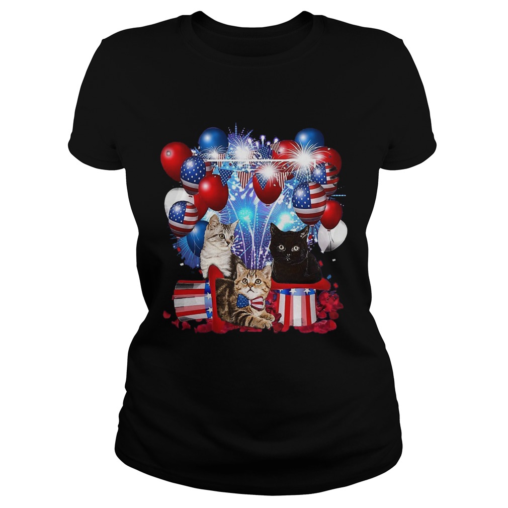 Cats Balloons Fireworks Independence Day 4th Of July  Classic Ladies