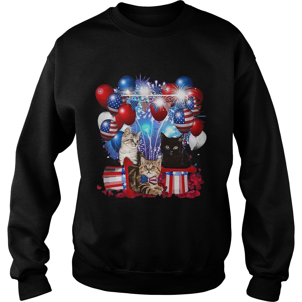 Cats Balloons Fireworks Independence Day 4th Of July  Sweatshirt
