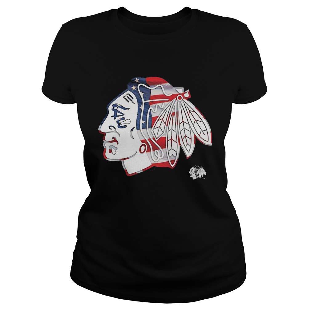 Chicago Blackhawks American flag veteran Independence Day  Classic Ladies
