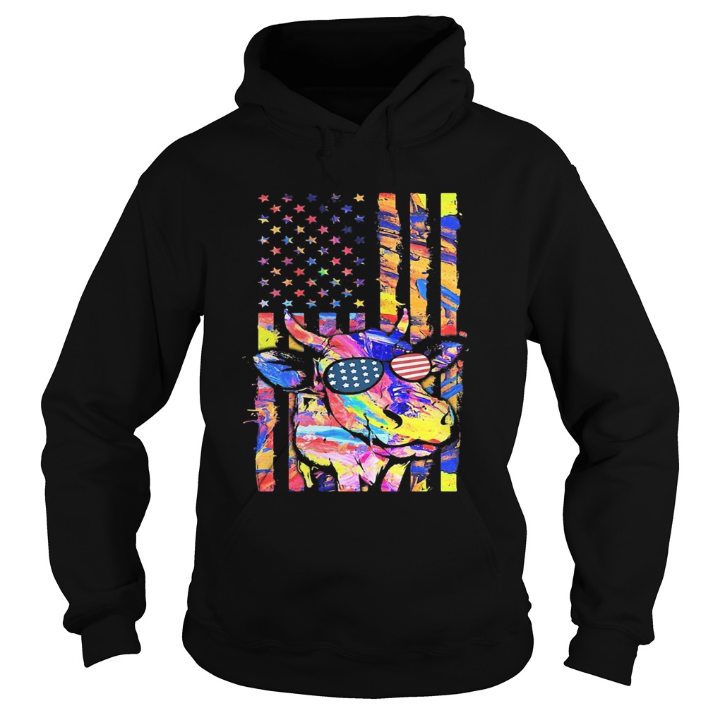 Cow American flag veteran Independence Day  Hoodie