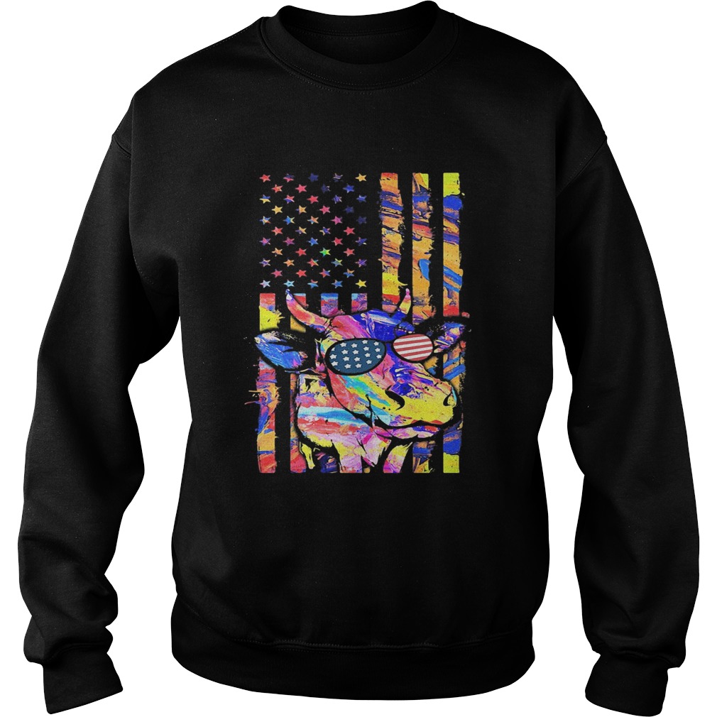 Cow American flag veteran Independence Day  Sweatshirt
