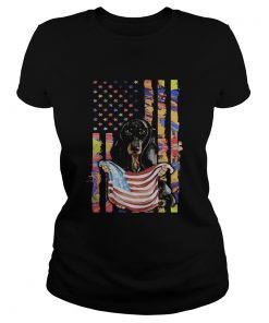 Dachshund American flag veteran Independence Day  Classic Ladies