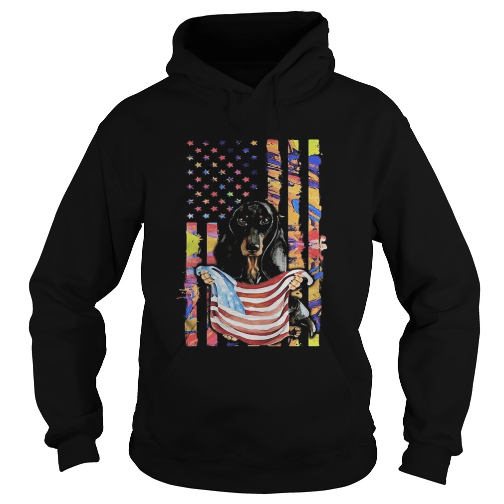 Dachshund American flag veteran Independence Day  Hoodie