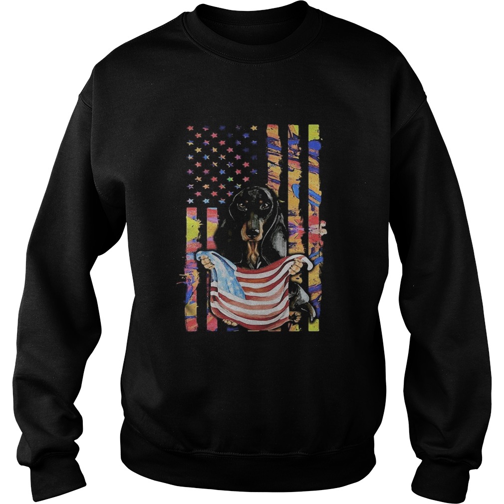 Dachshund American flag veteran Independence Day  Sweatshirt